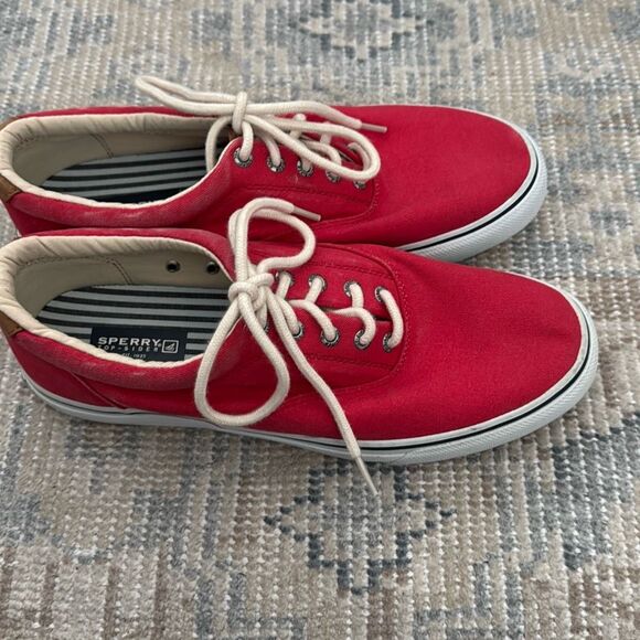 Sperry Men's Striper Fashion Sneaker, Red Canvas size 10.5 - Picture 7 of 9